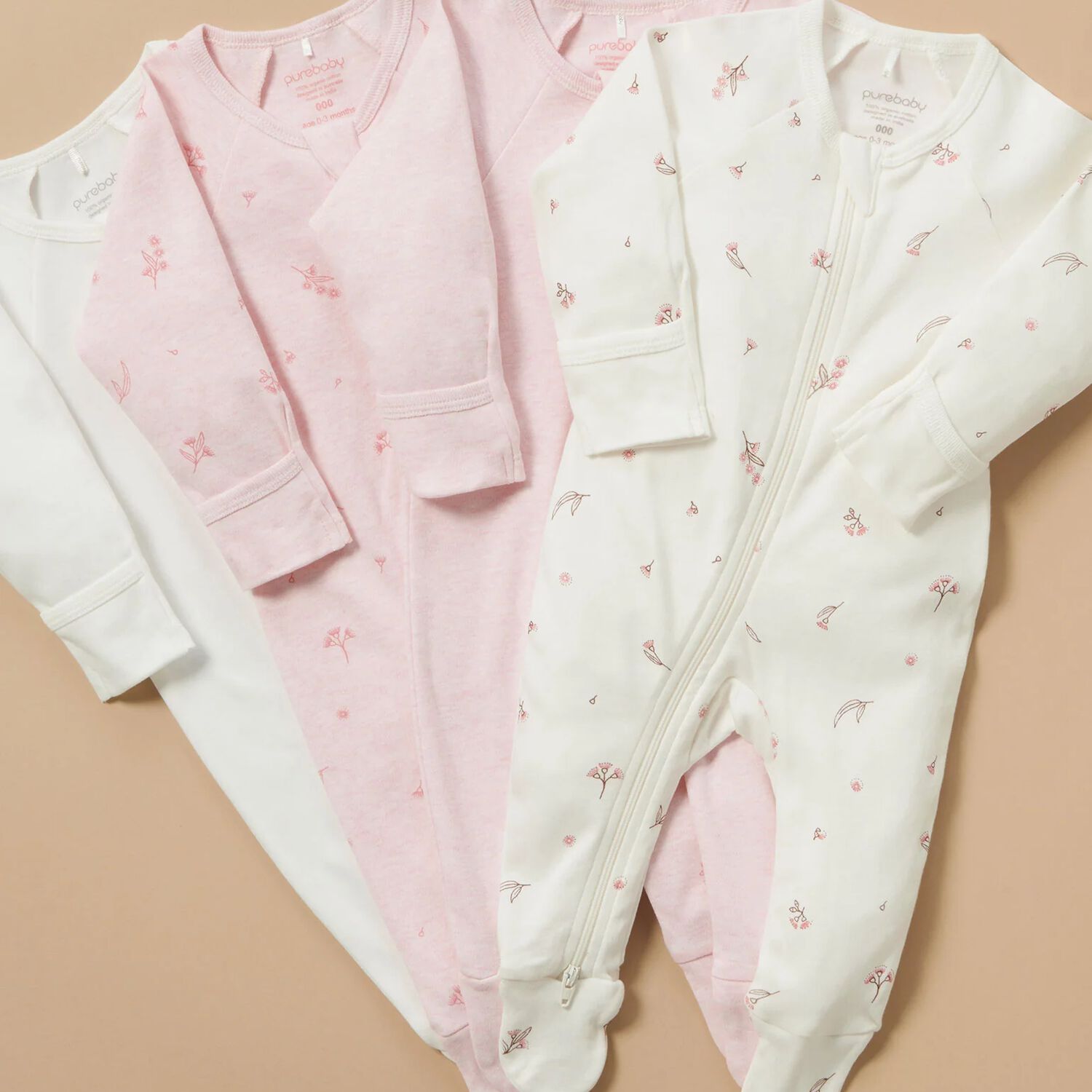 Baby Girls White & Pink Babygrows ( 4 Pack ), 4, hi-res