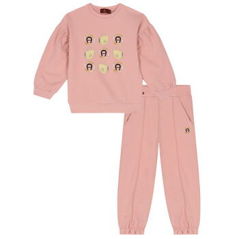 Girls Pink Logo Tracksuit