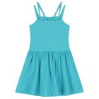 Girls Blue Ribbed Dress, 3, hi-res
