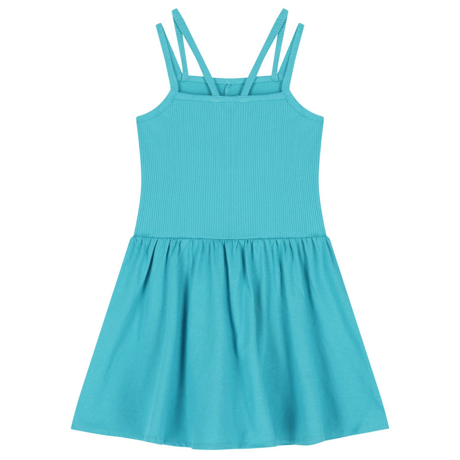 Girls Blue Ribbed Dress, 3, hi-res