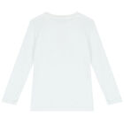 Boys White Logo Long Sleeve Top, 2, hi-res