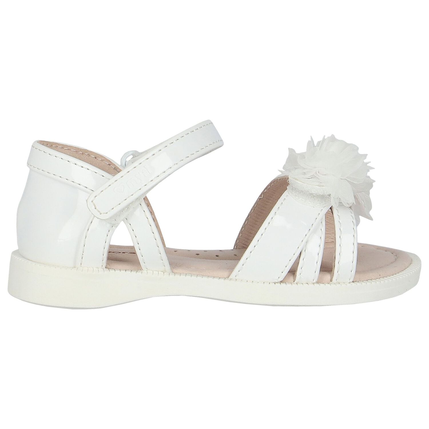 Younger Girls White Flower Sandals, 1, hi-res image number null
