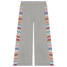 Girls Grey Zigzag Glittery Trousers, 1, hi-res