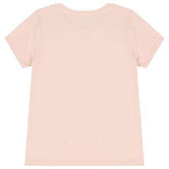 Girls Pink Glittery Heart Logo T-Shirt