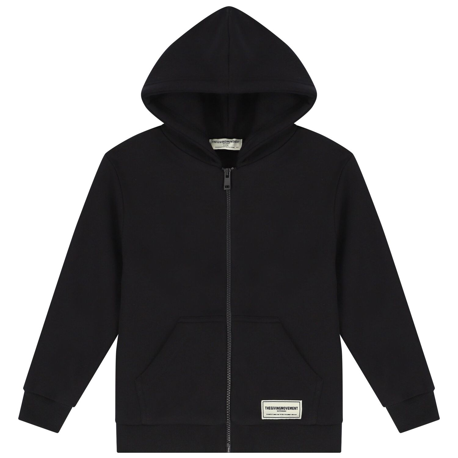 Black Logo Hooded Zip Up Top, 1, hi-res