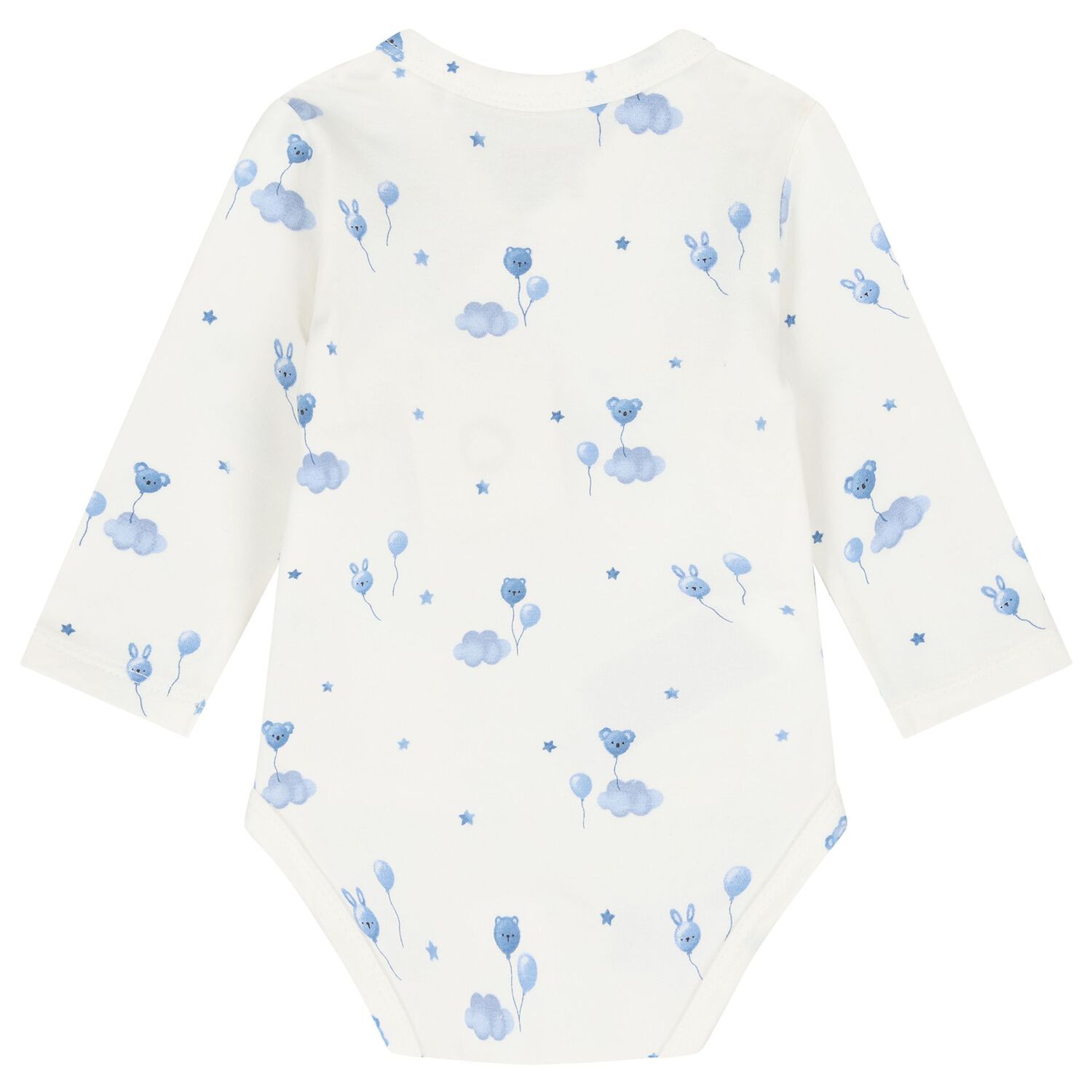 Baby Girls Ivory & Blue Balloon Bodysuits ( 2-Pack ), 3, hi-res