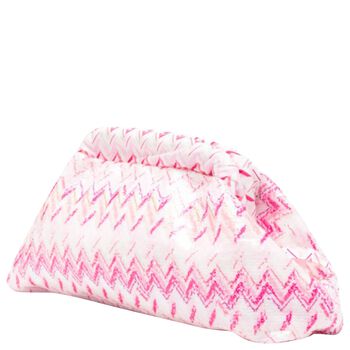 Girls Pink & White Embellished Logo Zig Zag Bag