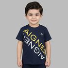 Younger Boys Navy Blue Logo T-Shirt, 1, hi-res