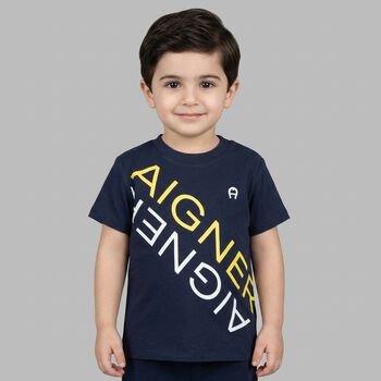 Younger Boys Navy Blue Logo T-Shirt