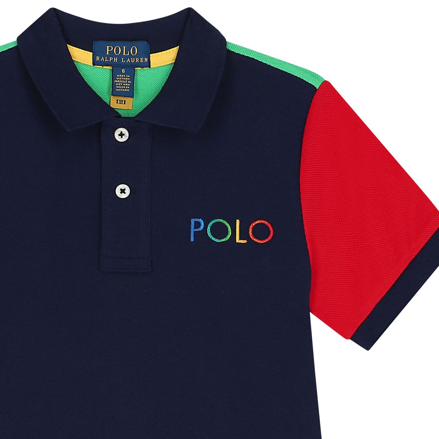 Boys Navy Blue & Green Logo Polo Shirt, 1, hi-res image number null