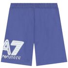 Boys Blue Logo Shorts, 4, hi-res