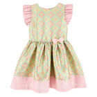 Girls Pink & Green Jacquard dress, 1, hi-res