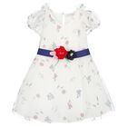 Girls White Floral Tulle Dress, 1, hi-res