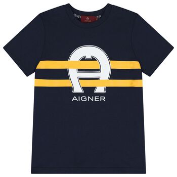 Boys Navy Blue Logo T-Shirt