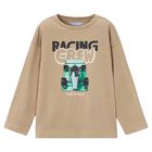 Boys Beige Formula 1 Car Long Sleeve Top, 1, hi-res