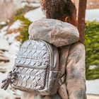 Girls Silver Quilted Backpack, 1, hi-res