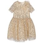Girls Gold Sequin Tulle Dress, 1, hi-res