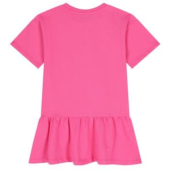 Girls Pink Teddy Bear Logo Dress