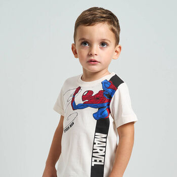 Boys Ivory & Green Spiderman Shorts Set