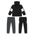 Boys Black & Grey Tracksuit (3 Piece), 2, hi-res