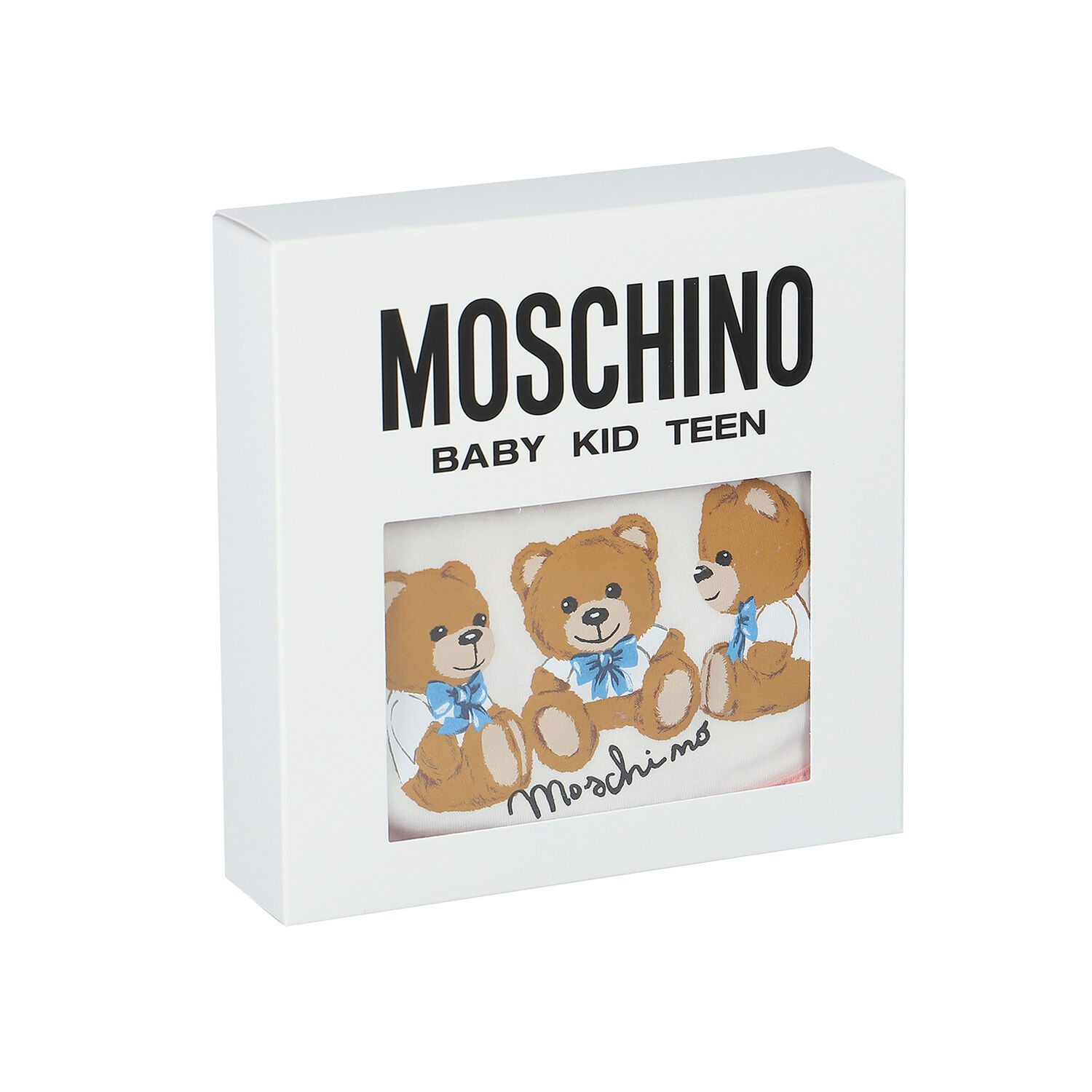 Pink & Ivory Teddy Logo Hat & Bib Set, 1, hi-res