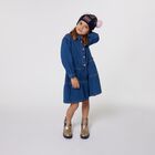 Girls Blue Logo Sequin Denim Dress, 1, hi-res