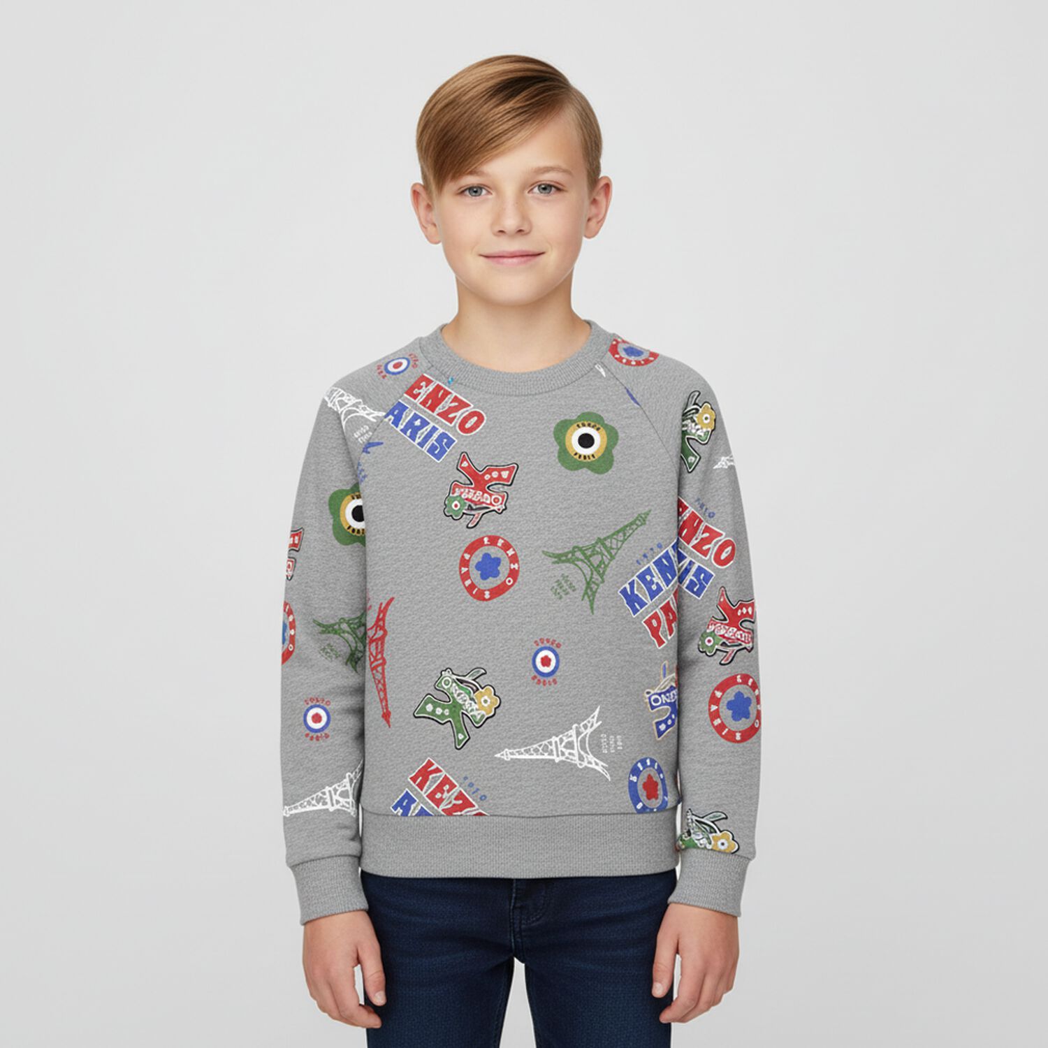 Boys Grey Logo Sweatshirt, 1, hi-res
