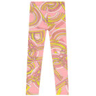 Girls Pink & Yellow Printed Leggings, 2, hi-res