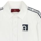 Younger Boys White Logo Shirt, 1, hi-res
