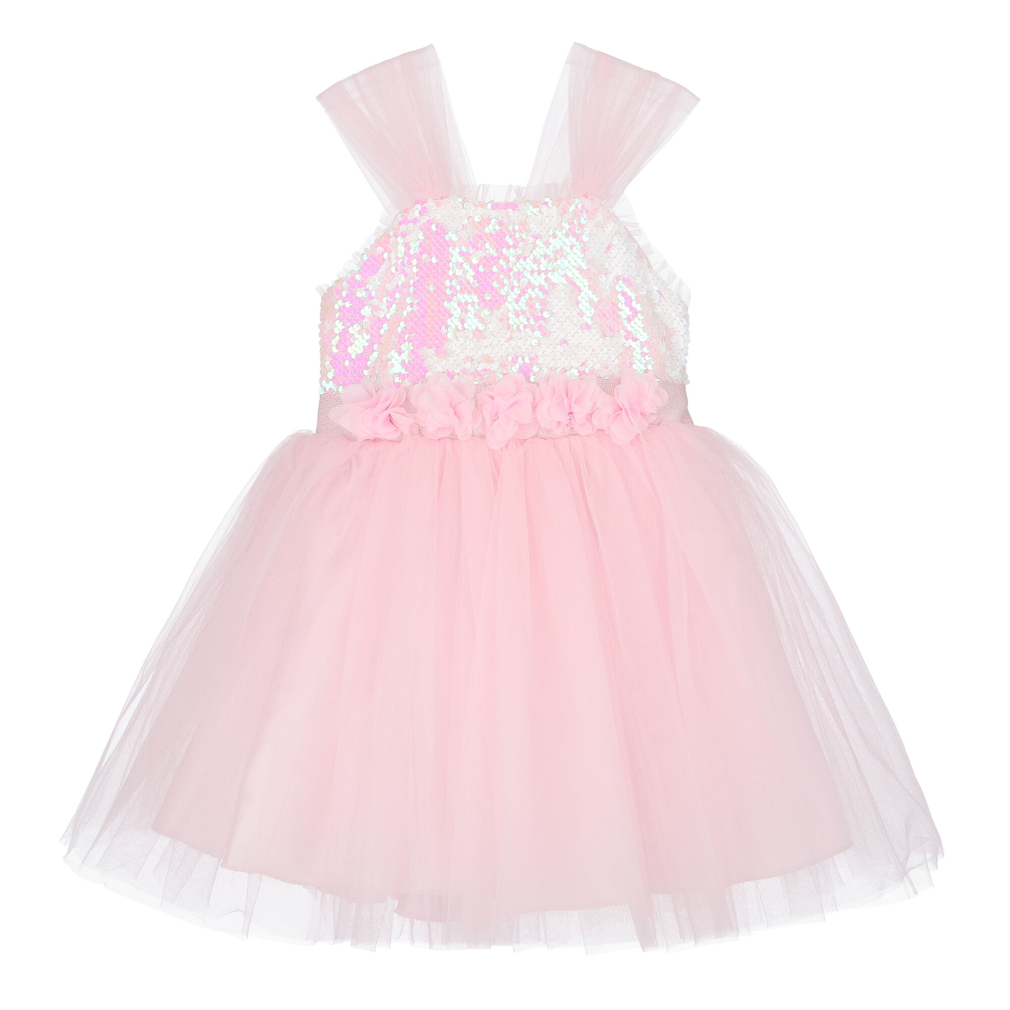 Caramelo Kids Girls Pink Sequin Dress Junior Couture UK