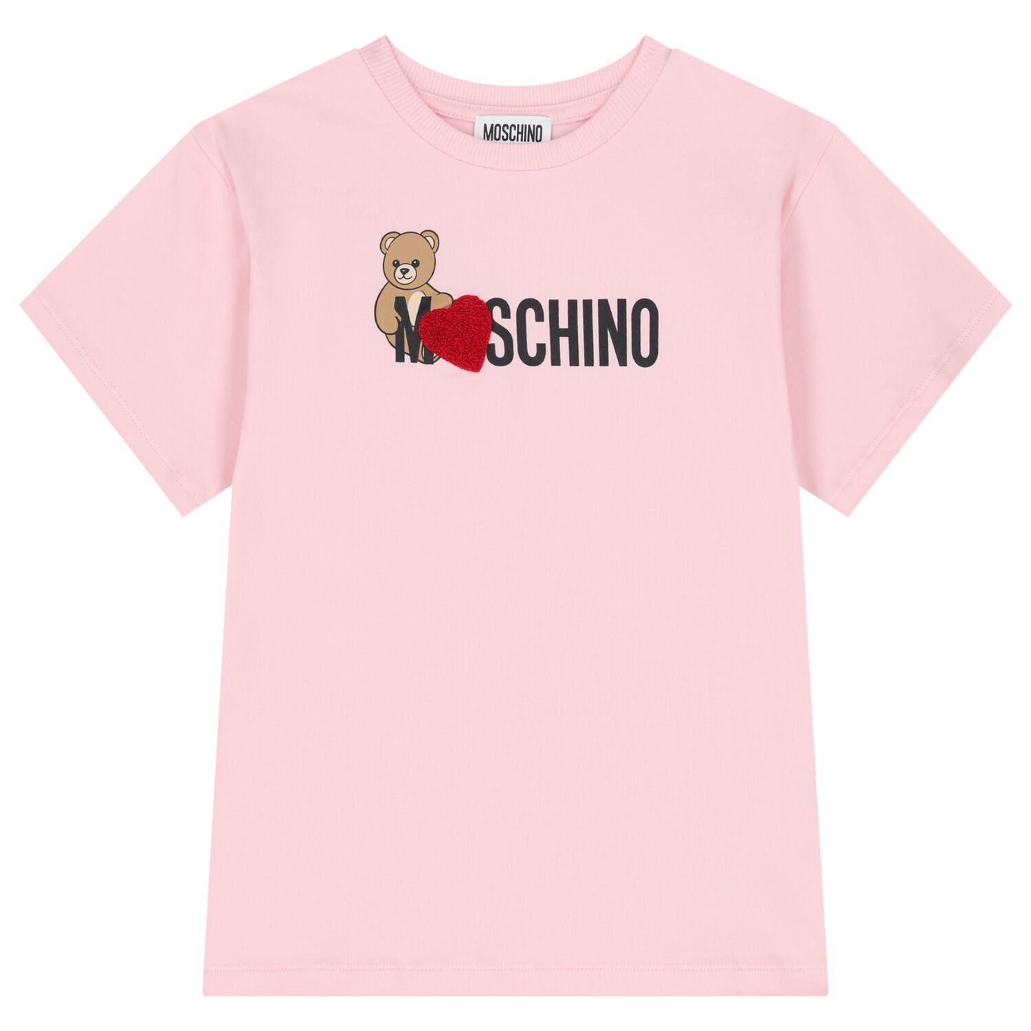 Girls Pink Teddy Bear Logo T-Shirt, 3, hi-res