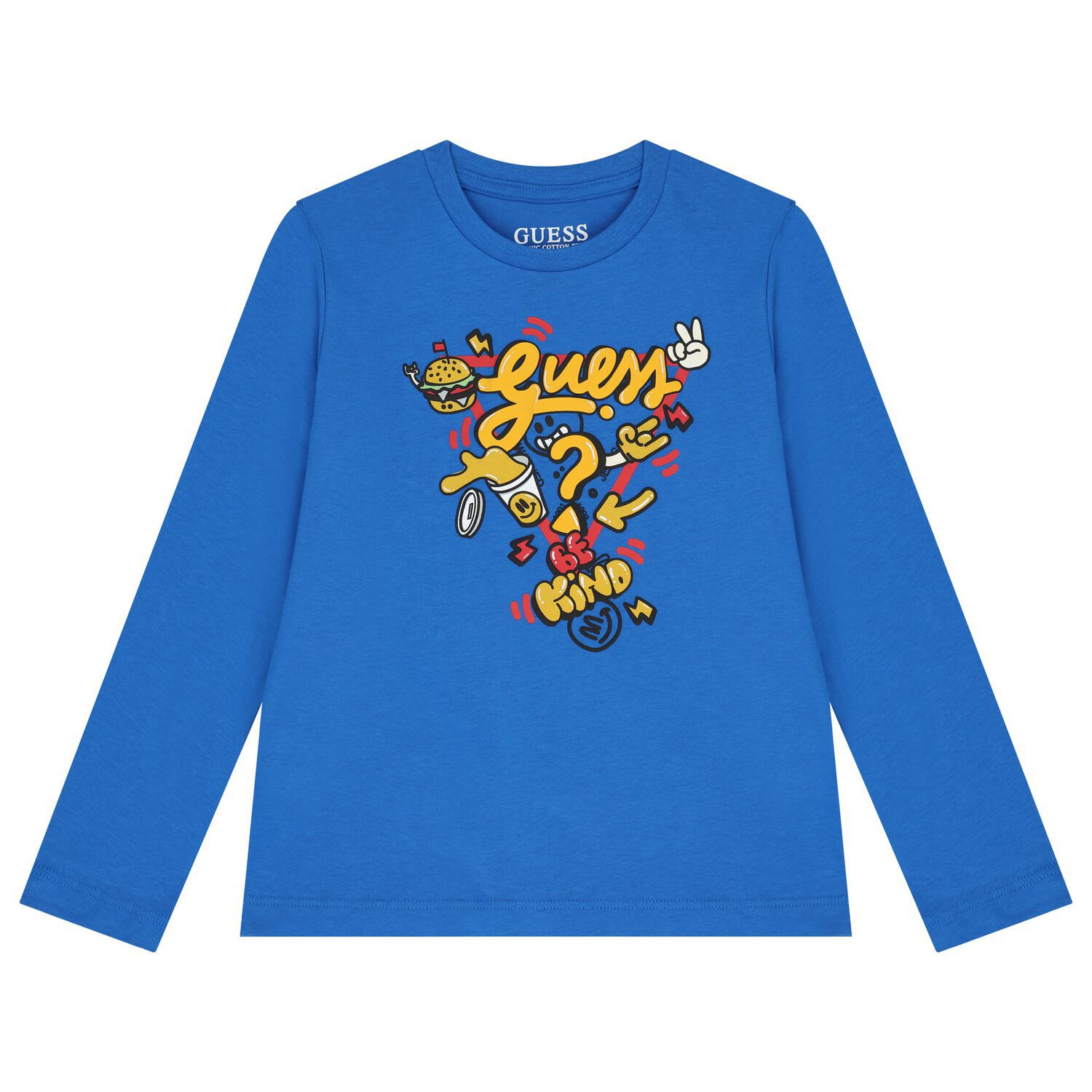 Boys Blue Logo Long Sleeve Top, 2, hi-res