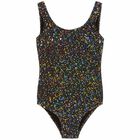 Girls Black Glitter Swimsuit, 1, hi-res