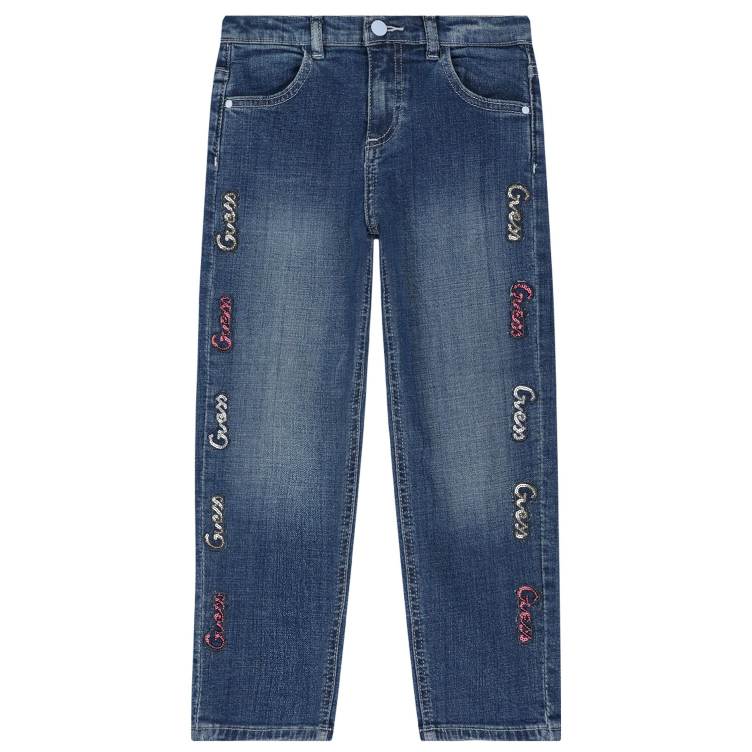 Girls Blue Logo Denim Jeans, 1, hi-res image number null