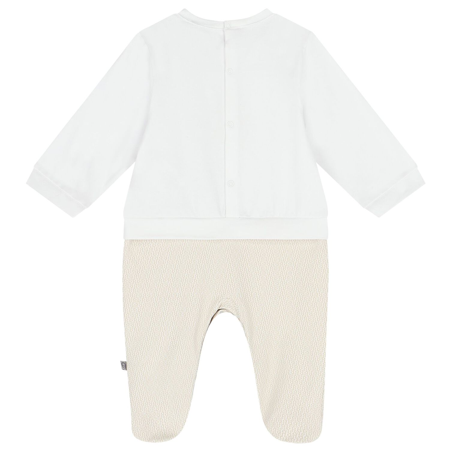 White & Beige Teddy Bear Logo Babygrow, 1, hi-res