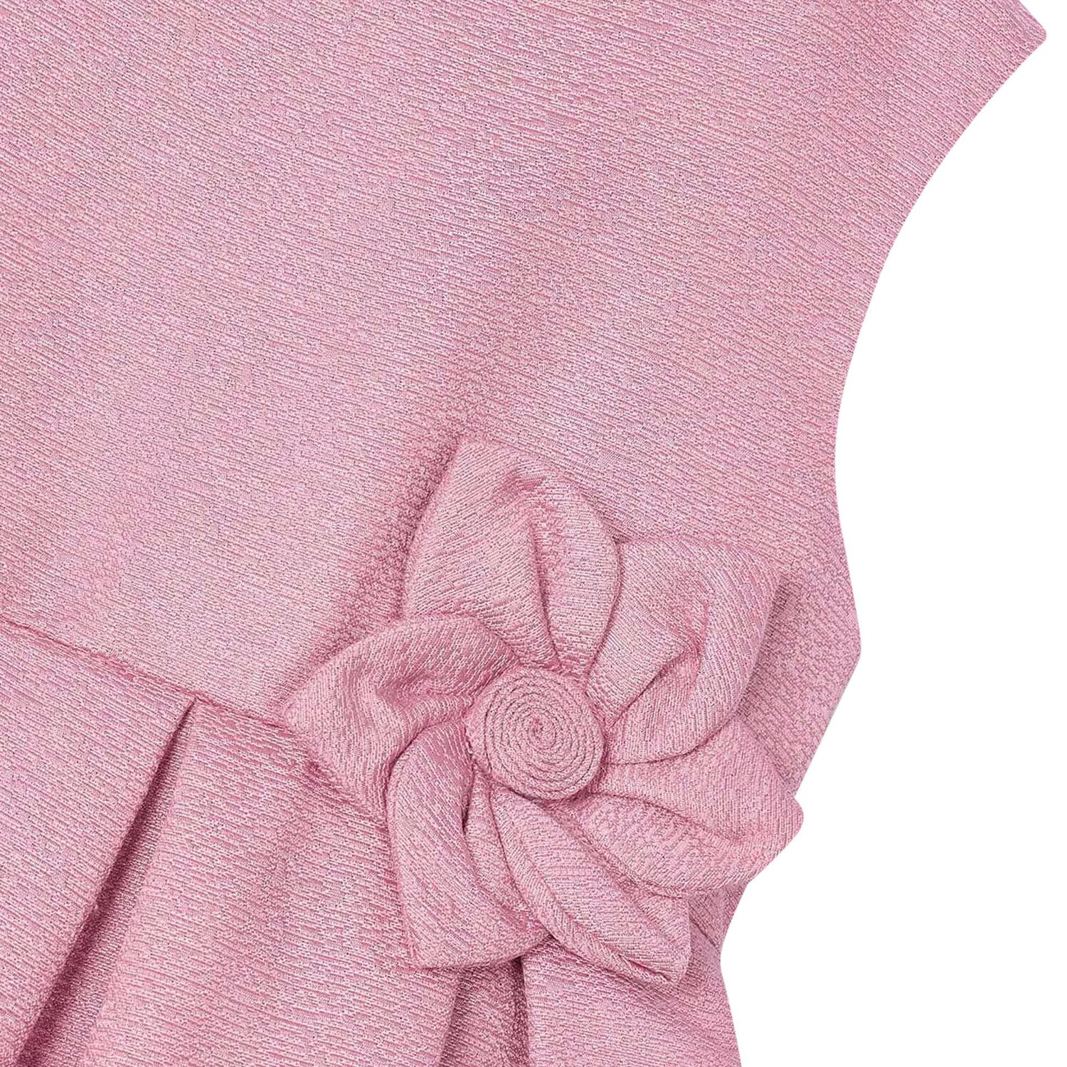 Girls Pink Satin Flower Dress, 2, hi-res