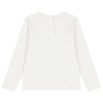 Girls Ivory Teddy Bear Long Sleeve Top