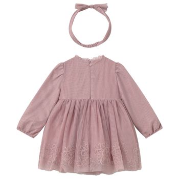 Younger Girls Pink Floral Tulle Dress Set