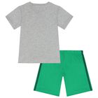 Grey & Green Logo Shorts Set, 1, hi-res