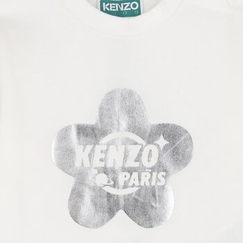 Younger Girls Ivory Logo Long Sleeve Top