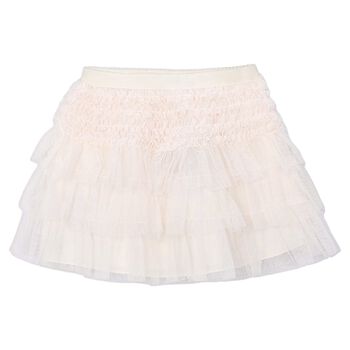 Girls Ivory Tulle Ruffled Skirt