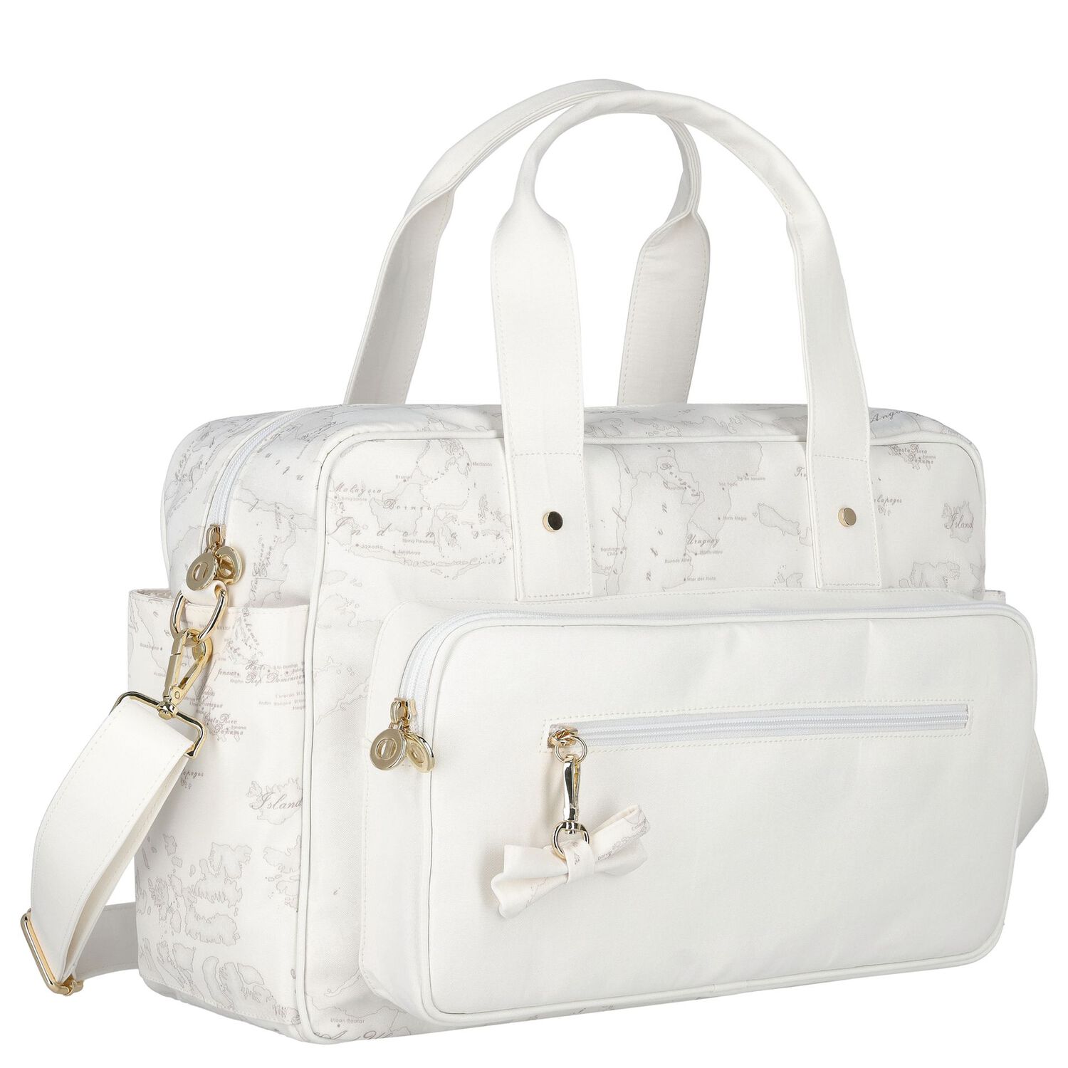 White Geo Map Baby Changing Bag, 2, hi-res