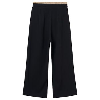 Girls Black Pleated Trousers