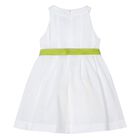 Girls White Flower Dress, 1, hi-res