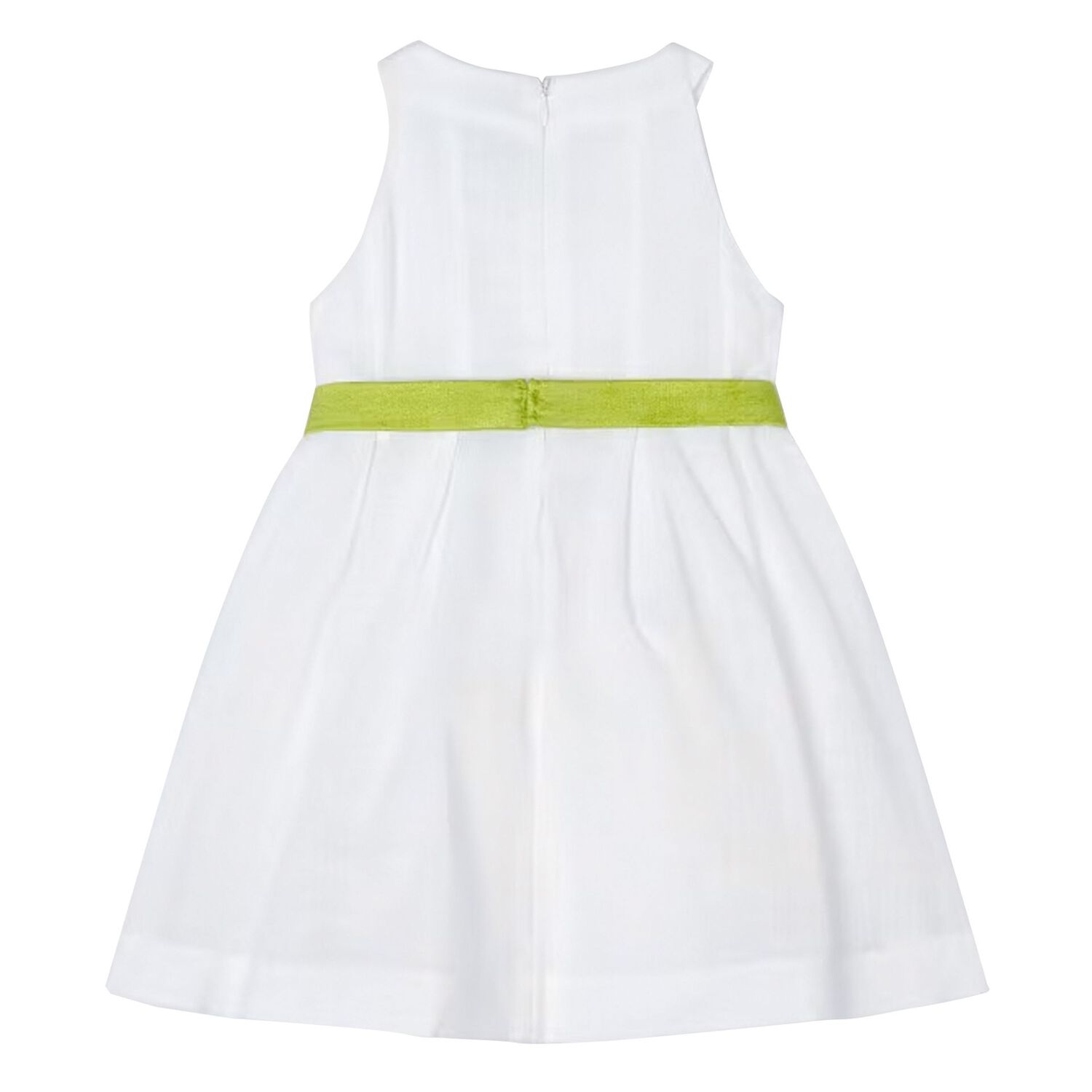 Girls White Flower Dress, 1, hi-res