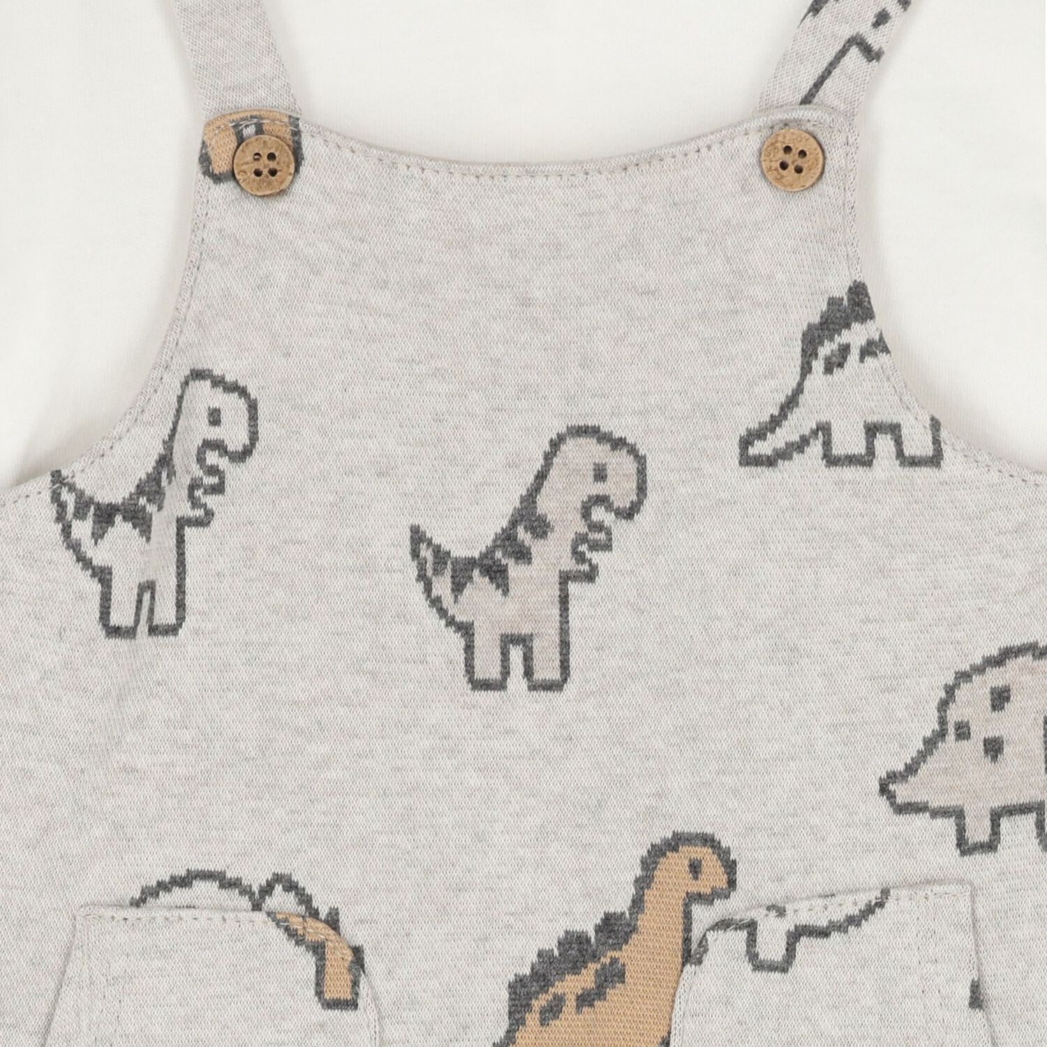 Baby Boys Grey & White Dinosaur Romper, 1, hi-res