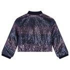Girls Navy Blue Sequin Zip Up Top, 1, hi-res