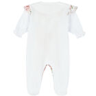 Baby Girls White Floral Babygrow, 2, hi-res