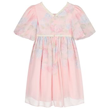 Girls Pink Floral Chiffon Dress
