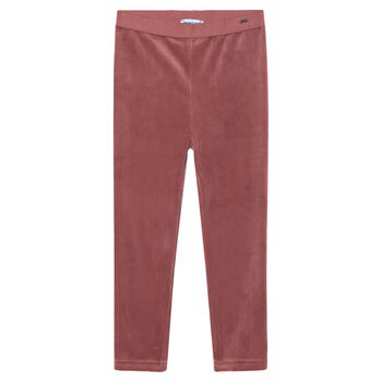Girls Pink Velvet Leggings